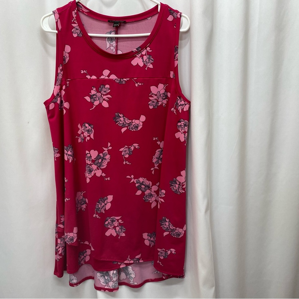 Lane Bryant womens 14/16 floral sleeveless blouse top shirt plus size pink boho